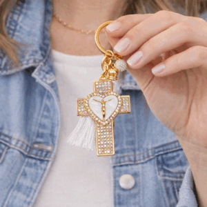 Llavero Cruz con Cristales – Elegante