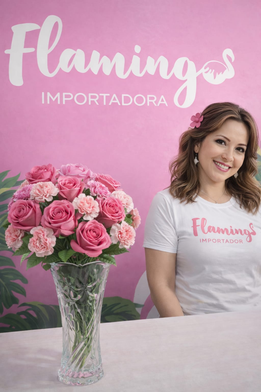 Florero de Vidrio Grande Transparente con Diseño Elegante