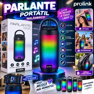 Parlante Portátil Inalámbrico Prolink con Luces RGB